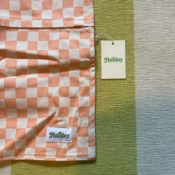 NWT Holiday The Label Kokomo Pillow Cover in Peach Checkerboard, 15” - Picture 2 of 4